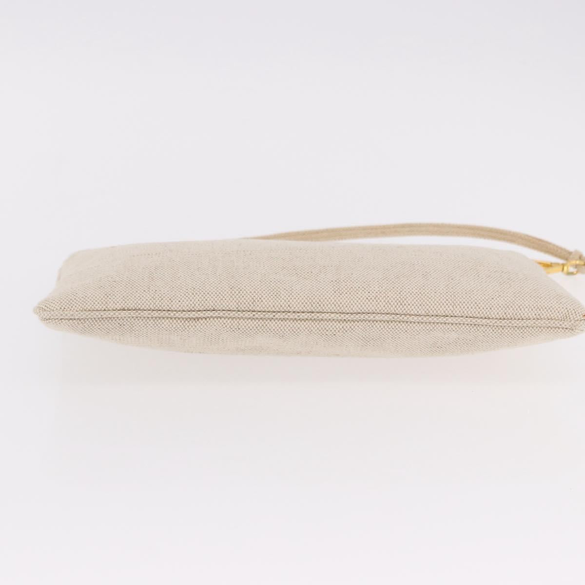 PRADA Hand Bag Canvas Beige Gold Auth 191935
