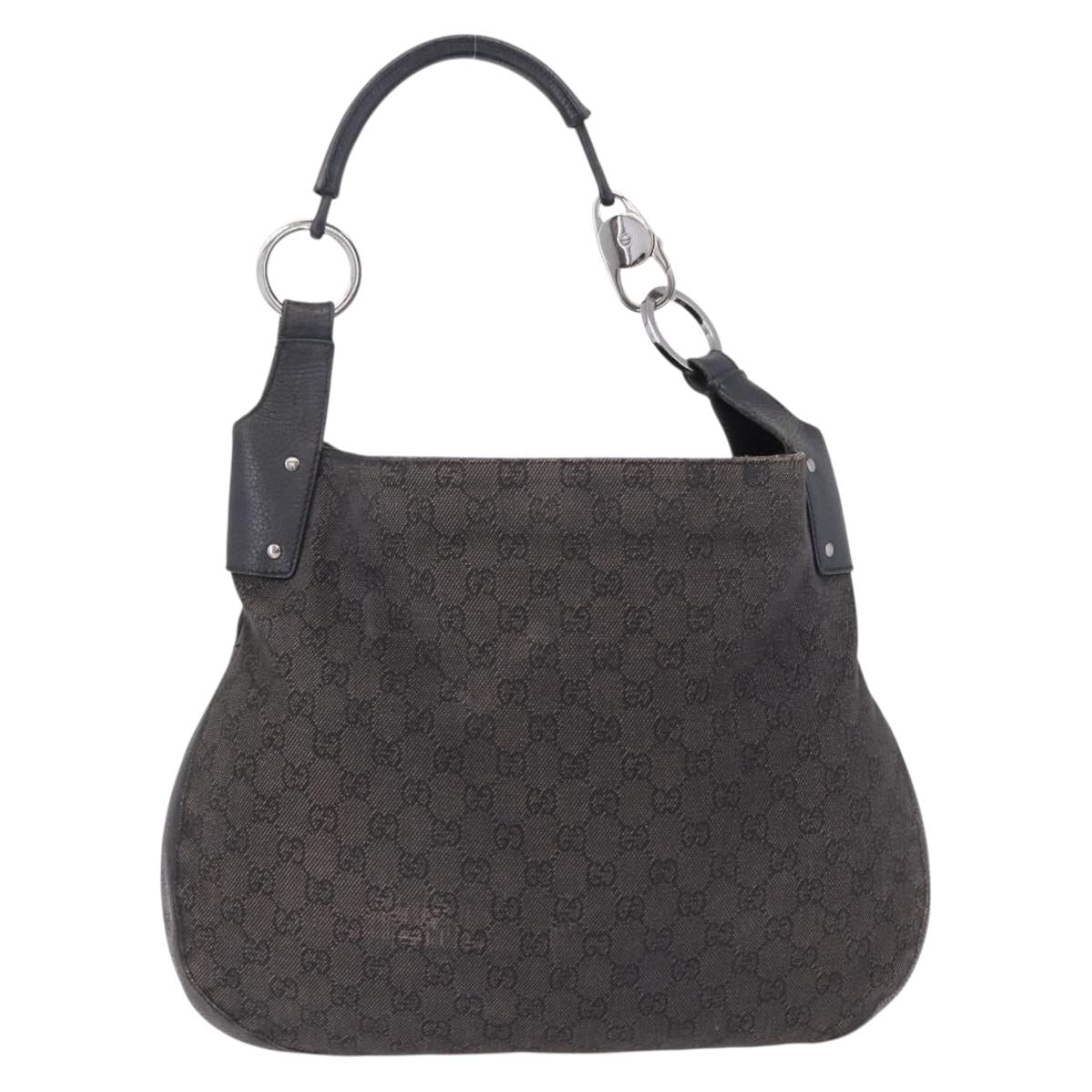 GUCCI GG Canvas Hand Bag Outlet Black Silver 179777 Auth 191936