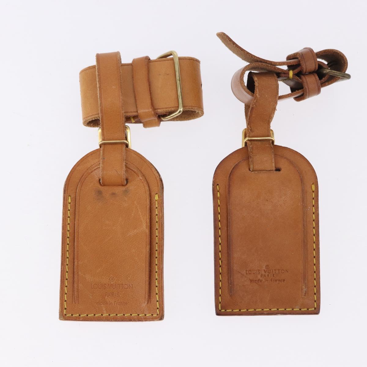 LOUIS VUITTON Name Tag Powanie 10 Set Powanie Leather Beige LV Auth 191944