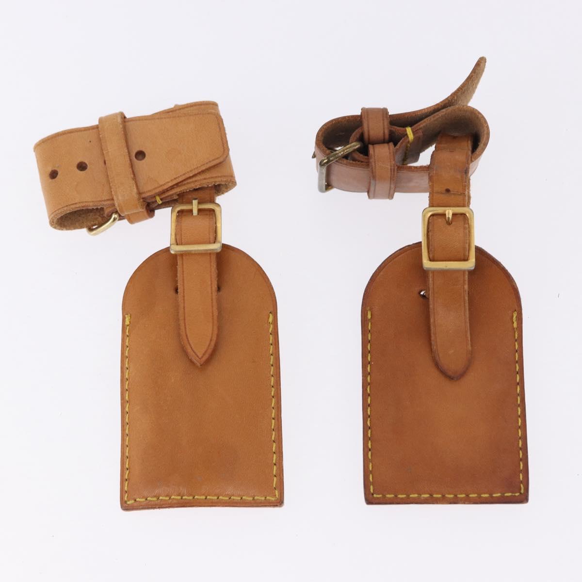 LOUIS VUITTON Name Tag Powanie 10 Set Powanie Leather Beige LV Auth 191944