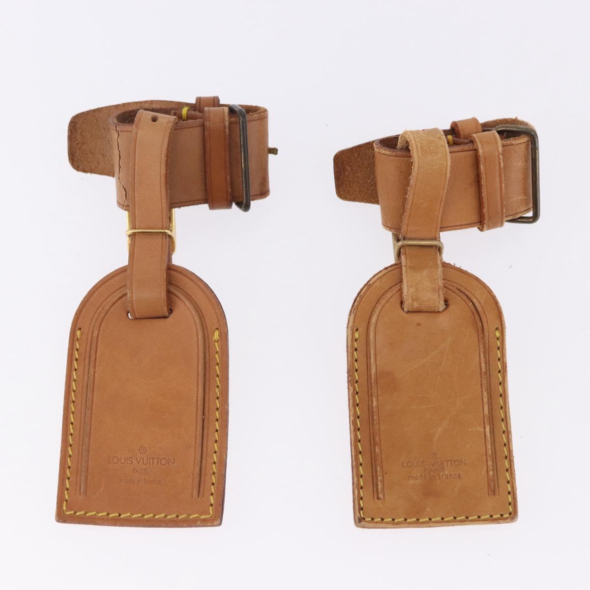 LOUIS VUITTON Name Tag Powanie 10 Set Powanie Leather Beige LV Auth 191944