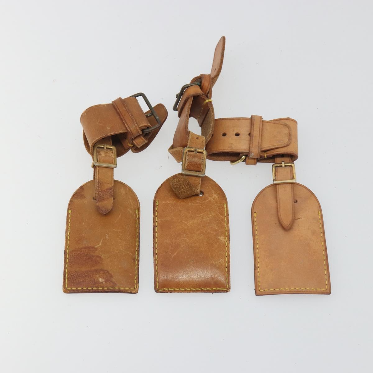 LOUIS VUITTON Name Tag Powanie 10 Set Powanie Leather Beige LV Auth 191945