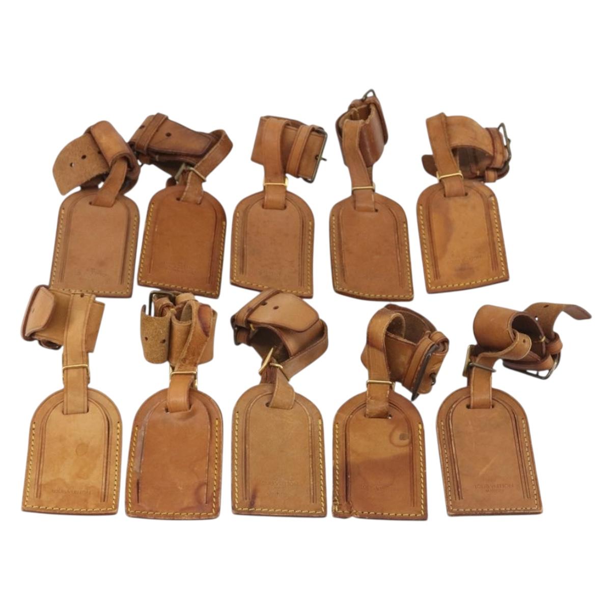 LOUIS VUITTON Name Tag Powanie 10 Set Powanie Leather Beige LV Auth 191946