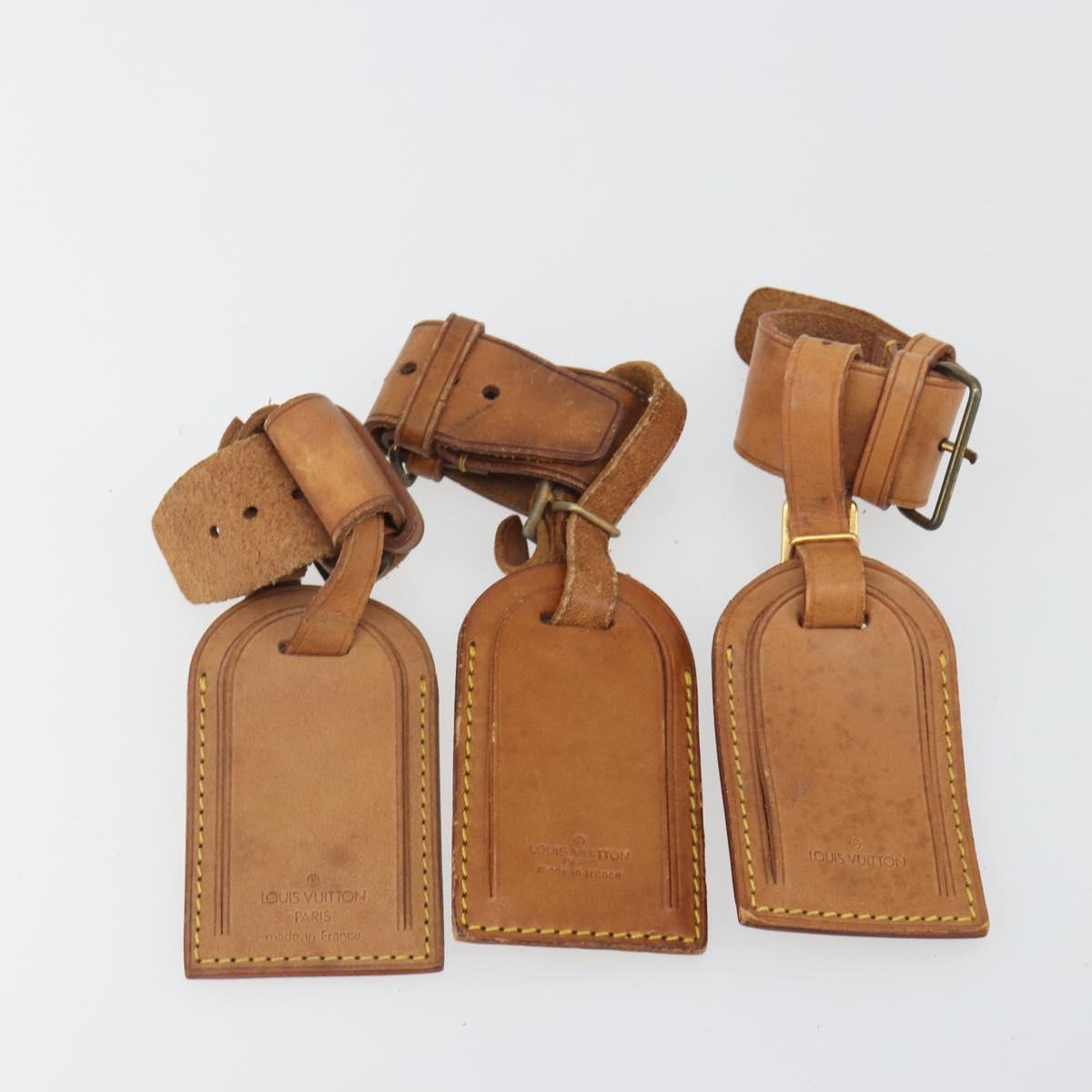 LOUIS VUITTON Name Tag Powanie 10 Set Powanie Leather Beige LV Auth 191946