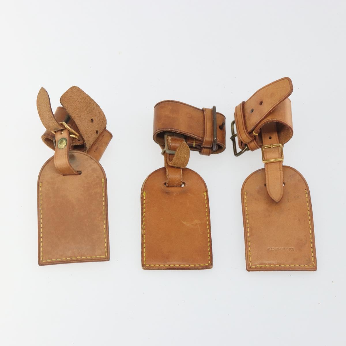 LOUIS VUITTON Name Tag Powanie 10 Set Powanie Leather Beige LV Auth 191946