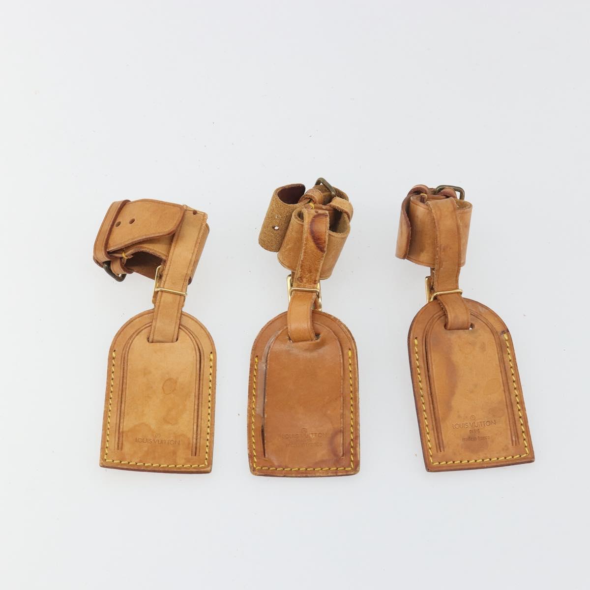 LOUIS VUITTON Name Tag Powanie 10 Set Powanie Leather Beige LV Auth 191946