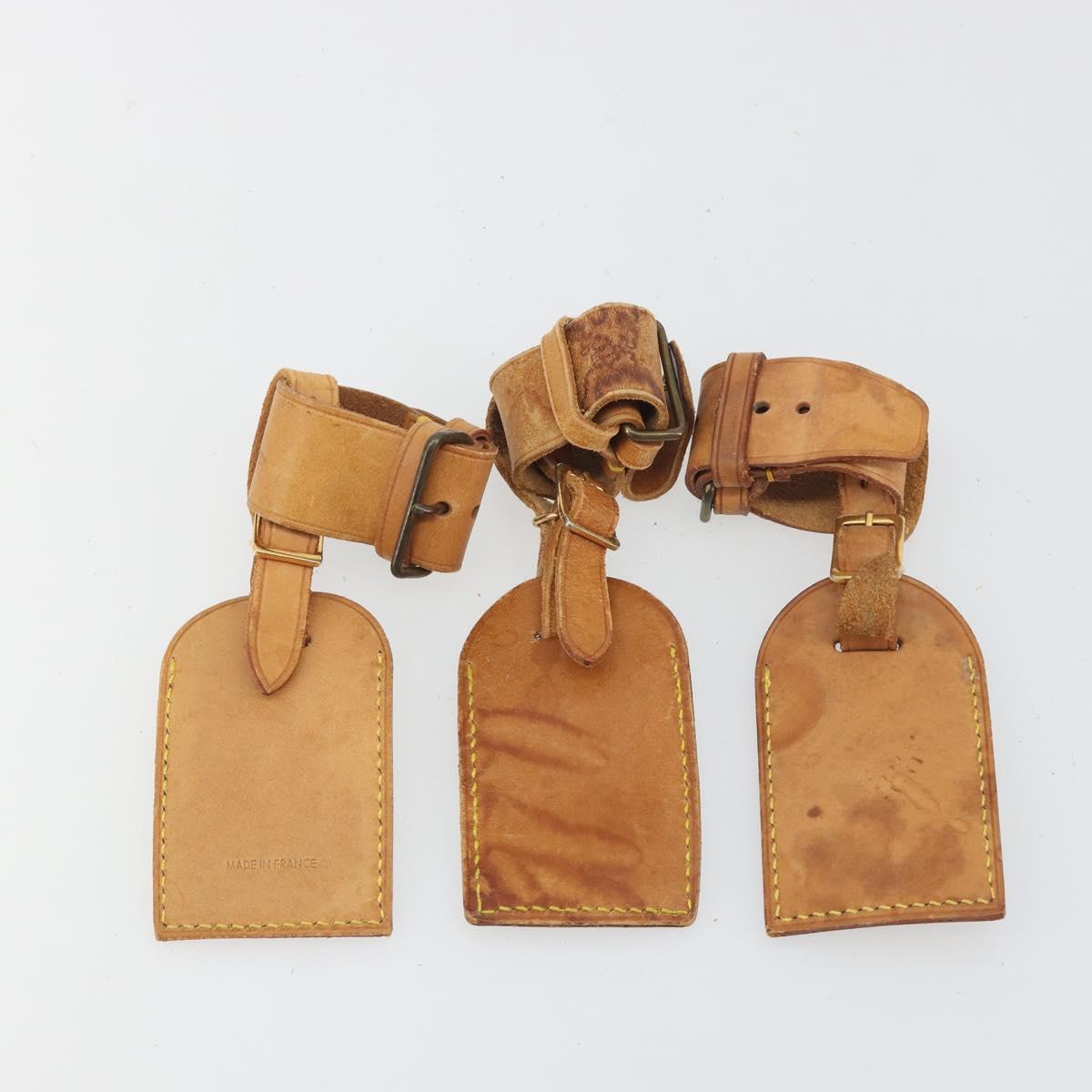 LOUIS VUITTON Name Tag Powanie 10 Set Powanie Leather Beige LV Auth 191946