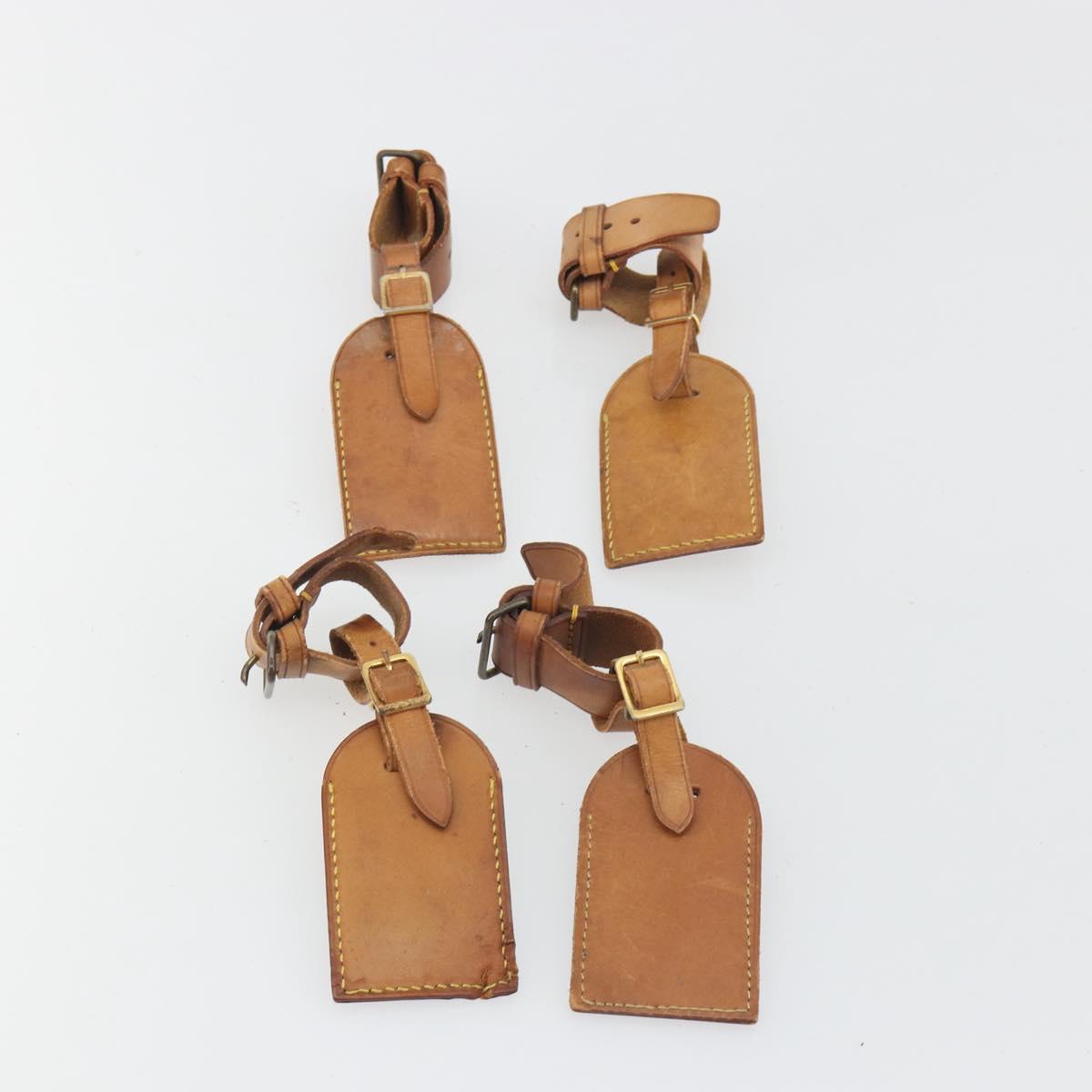 LOUIS VUITTON Name Tag Powanie 10 Set Powanie Leather Beige LV Auth 191946