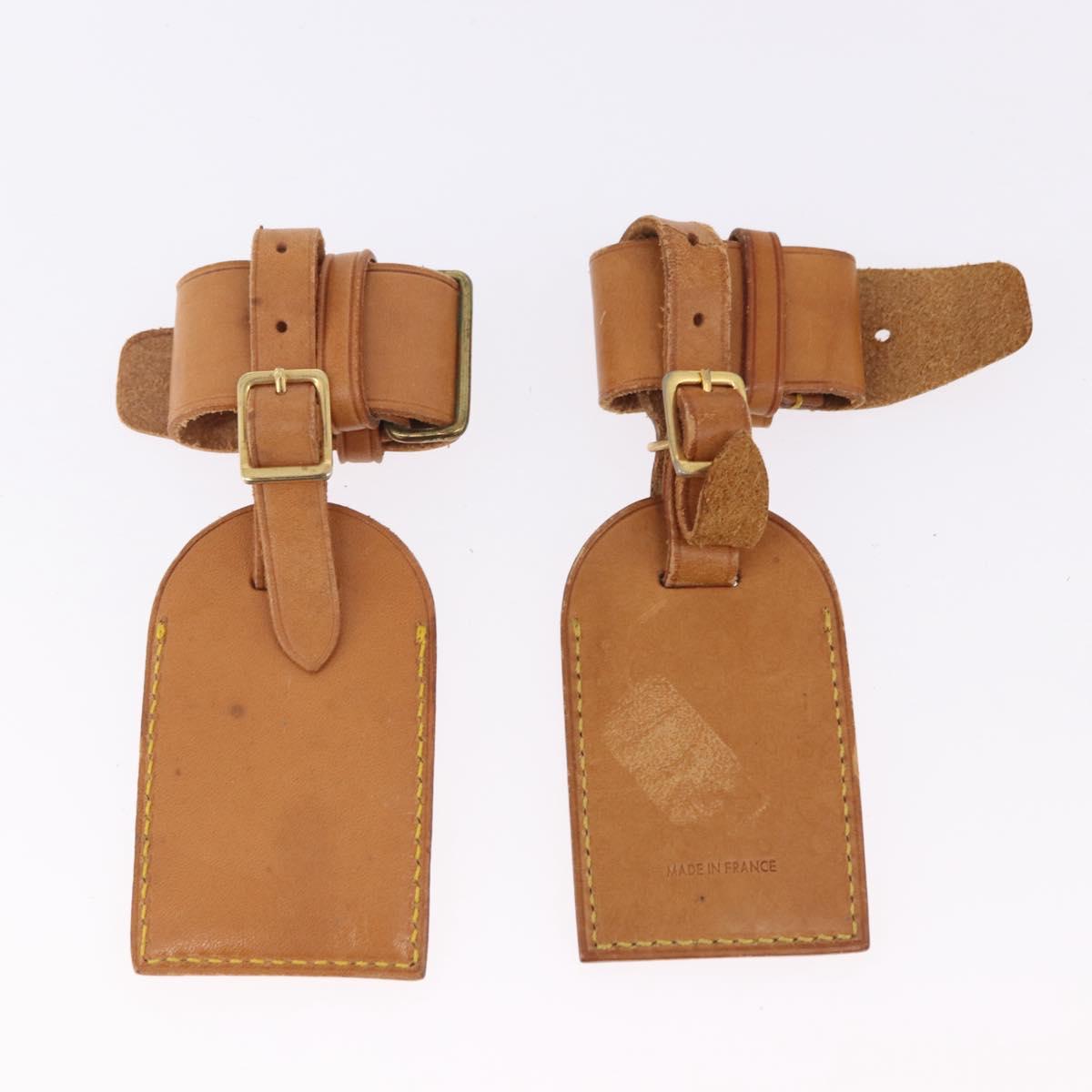 LOUIS VUITTON Name Tag Powanie 10 Set Powanie Leather Beige LV Auth 191947