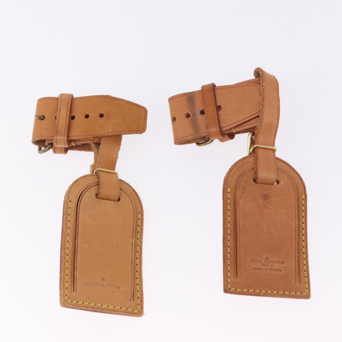 LOUIS VUITTON Name Tag Powanie 10 Set Powanie Leather Beige LV Auth 191947