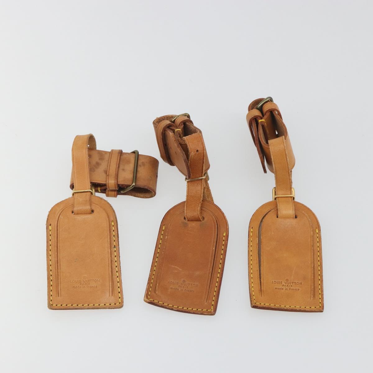 LOUIS VUITTON Name Tag Powanie 10 Set Powanie Leather Beige LV Auth 191948