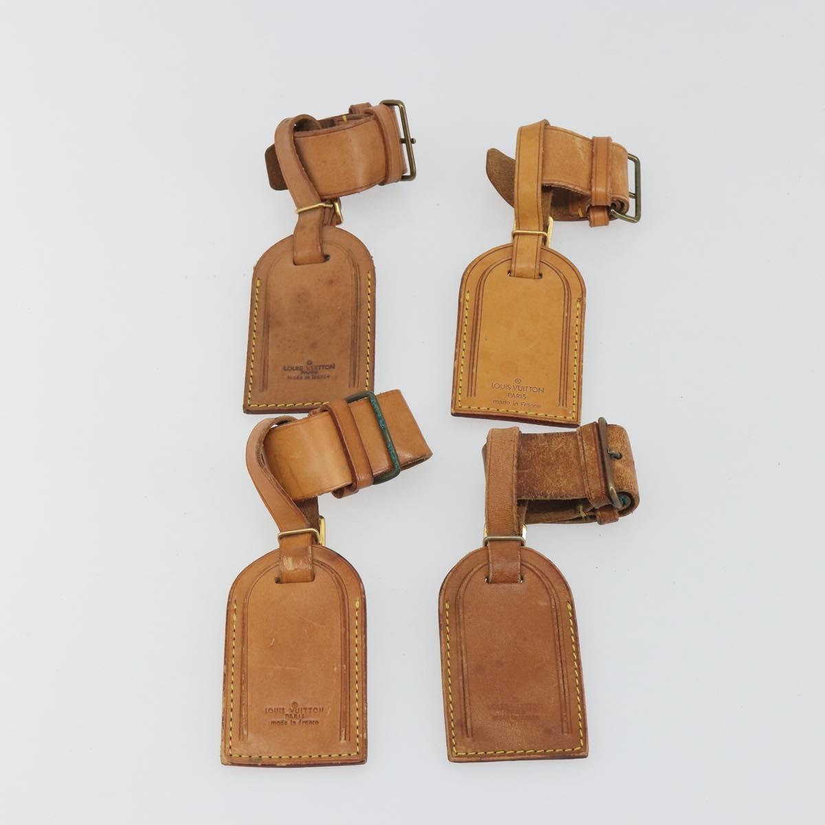 LOUIS VUITTON Name Tag Powanie 10 Set Powanie Leather Beige LV Auth 191948
