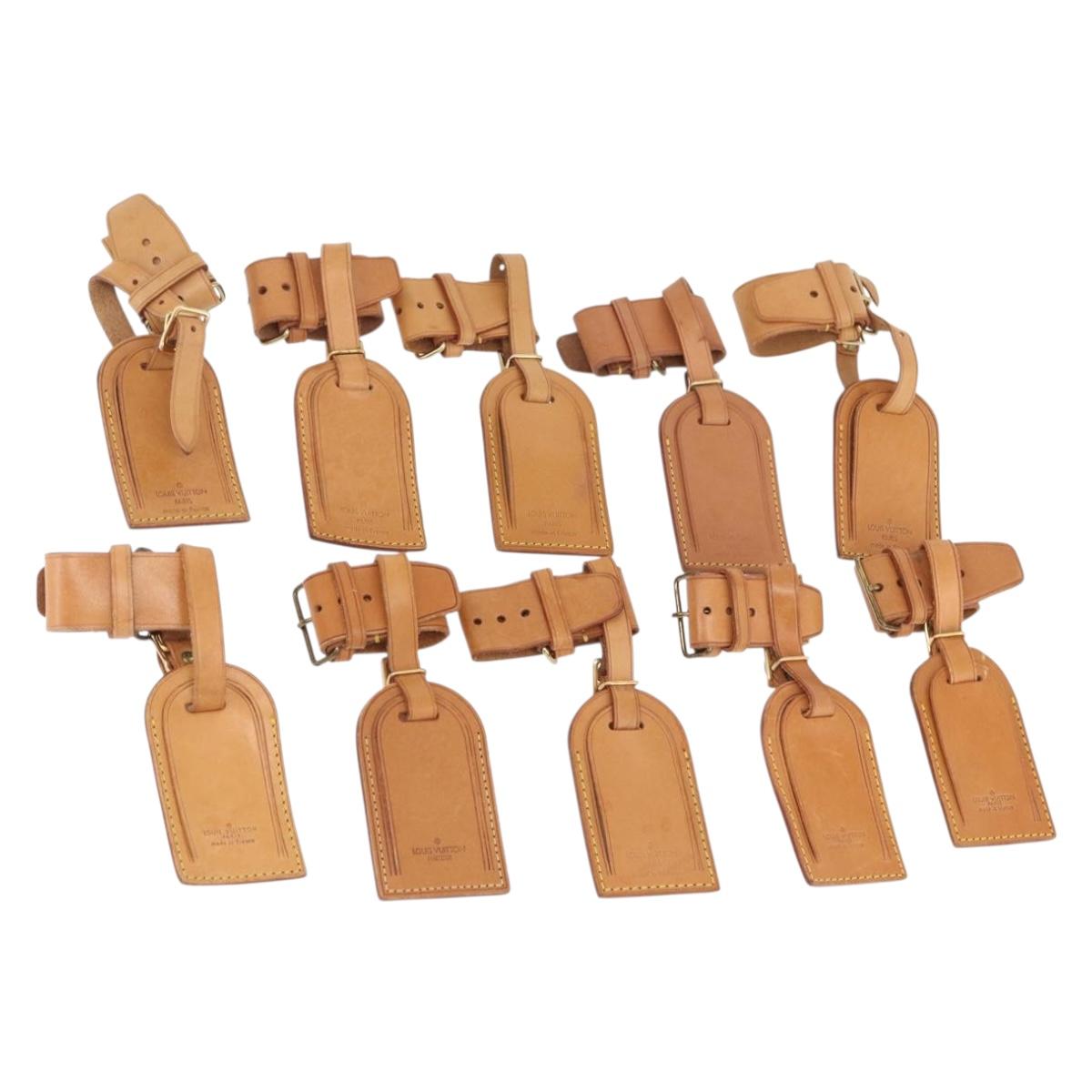 LOUIS VUITTON Name Tag Powanie 10 Set Powanie Leather Beige LV Auth 191949