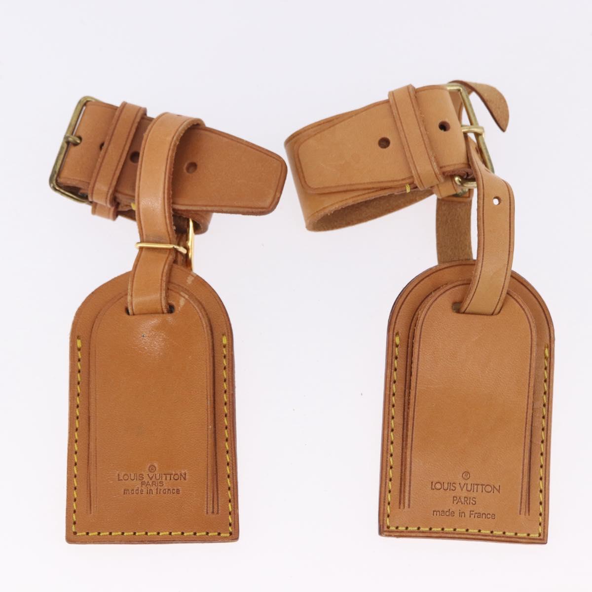 LOUIS VUITTON Name Tag Powanie 10 Set Powanie Leather Beige LV Auth 191949