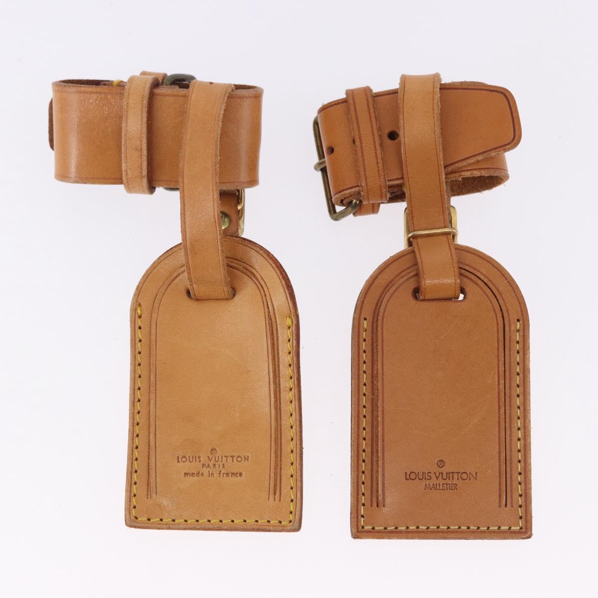 LOUIS VUITTON Name Tag Powanie 10 Set Powanie Leather Beige LV Auth 191949