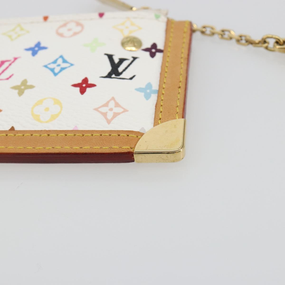 LOUIS VUITTON Multicolor Pochette Cles Coin Purse White M92655 LV Auth 191953V
