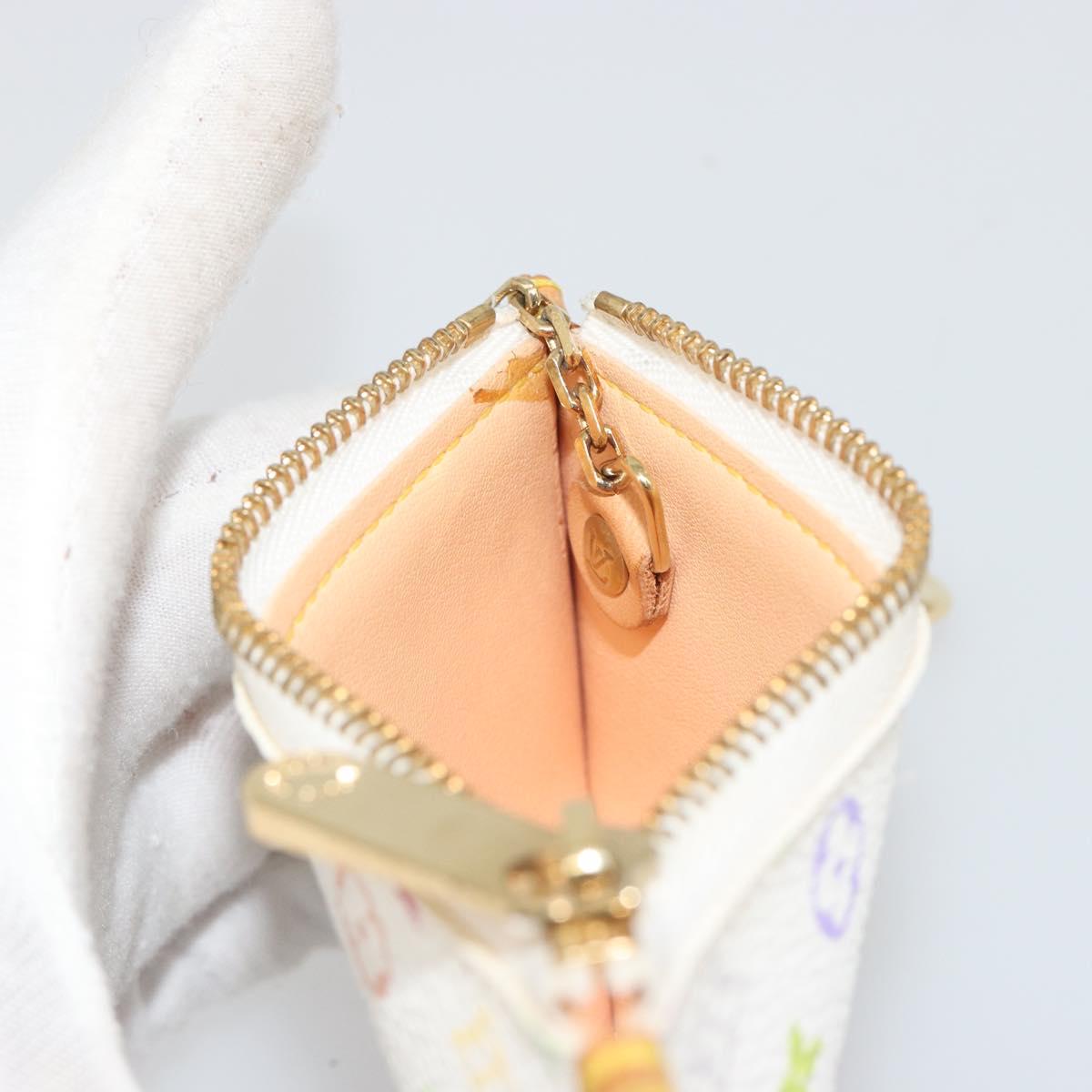 LOUIS VUITTON Multicolor Pochette Cles Coin Purse White M92655 LV Auth 191953V