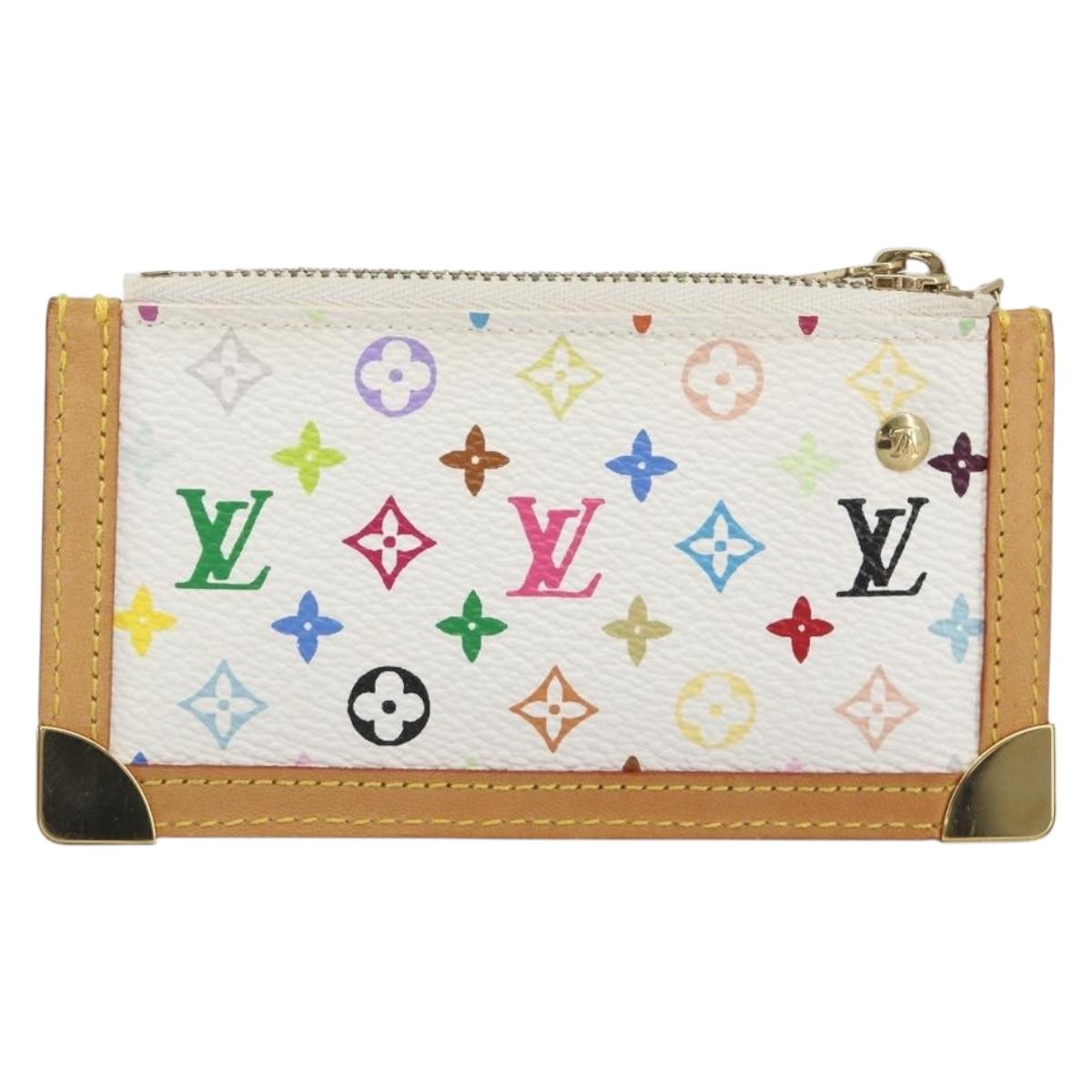 LOUIS VUITTON Multicolor Pochette Cles Coin Purse White M92655 LV Auth 191953V