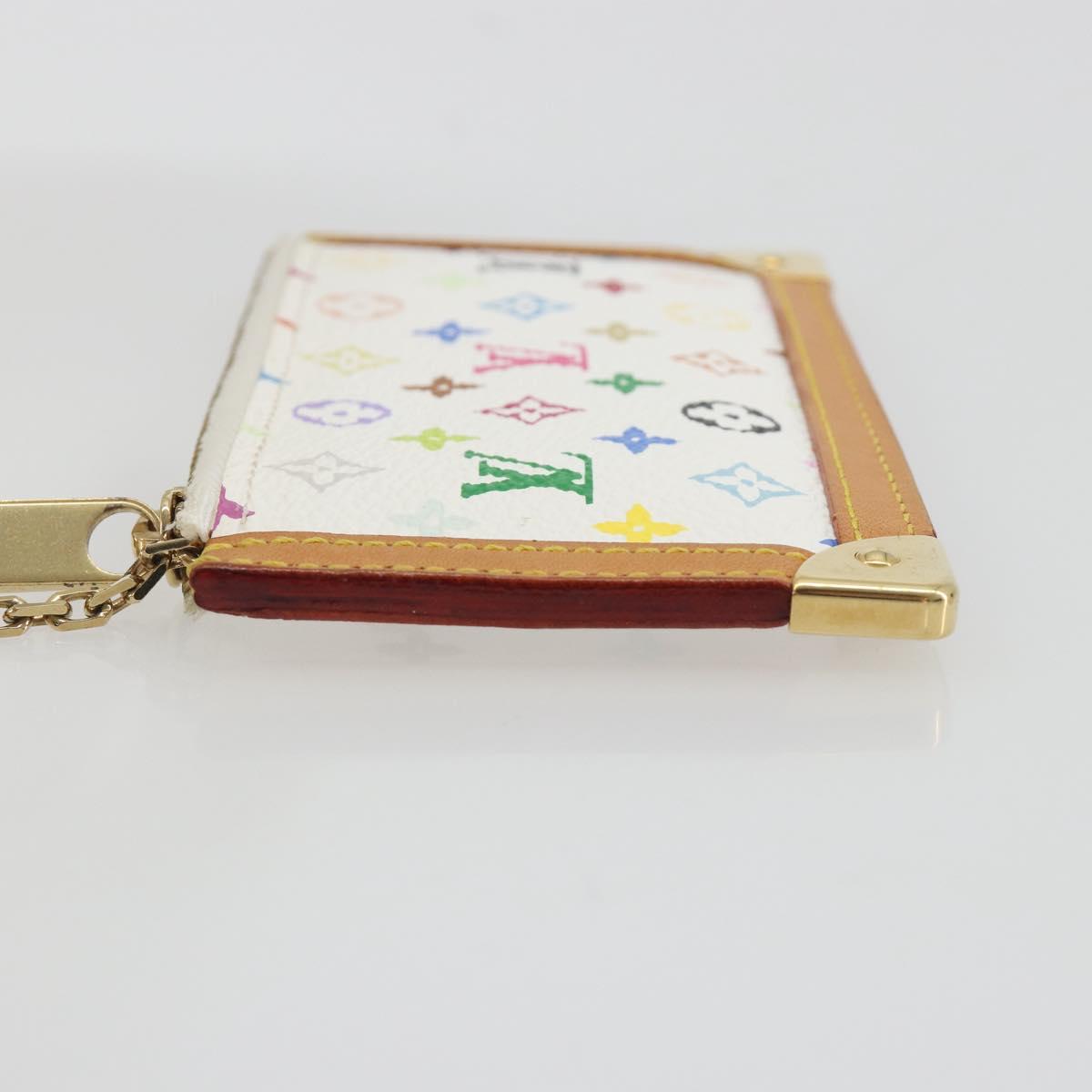 LOUIS VUITTON Multicolor Pochette Cles Coin Purse White M92655 LV Auth 191953V