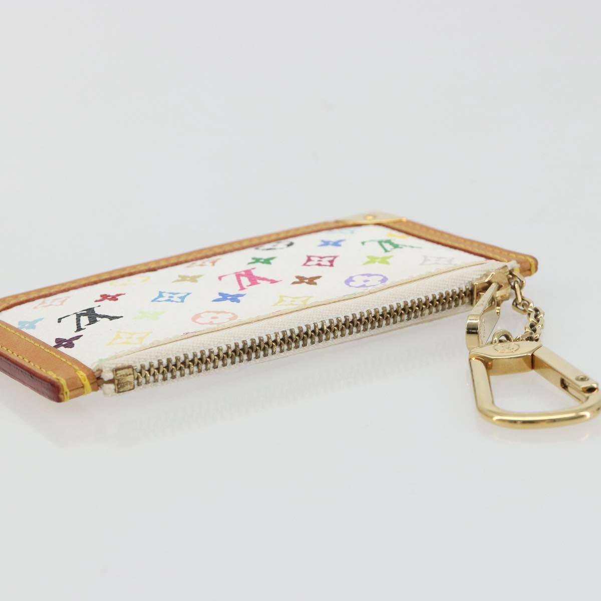 LOUIS VUITTON Multicolor Pochette Cles Coin Purse White M92655 LV Auth 191953V