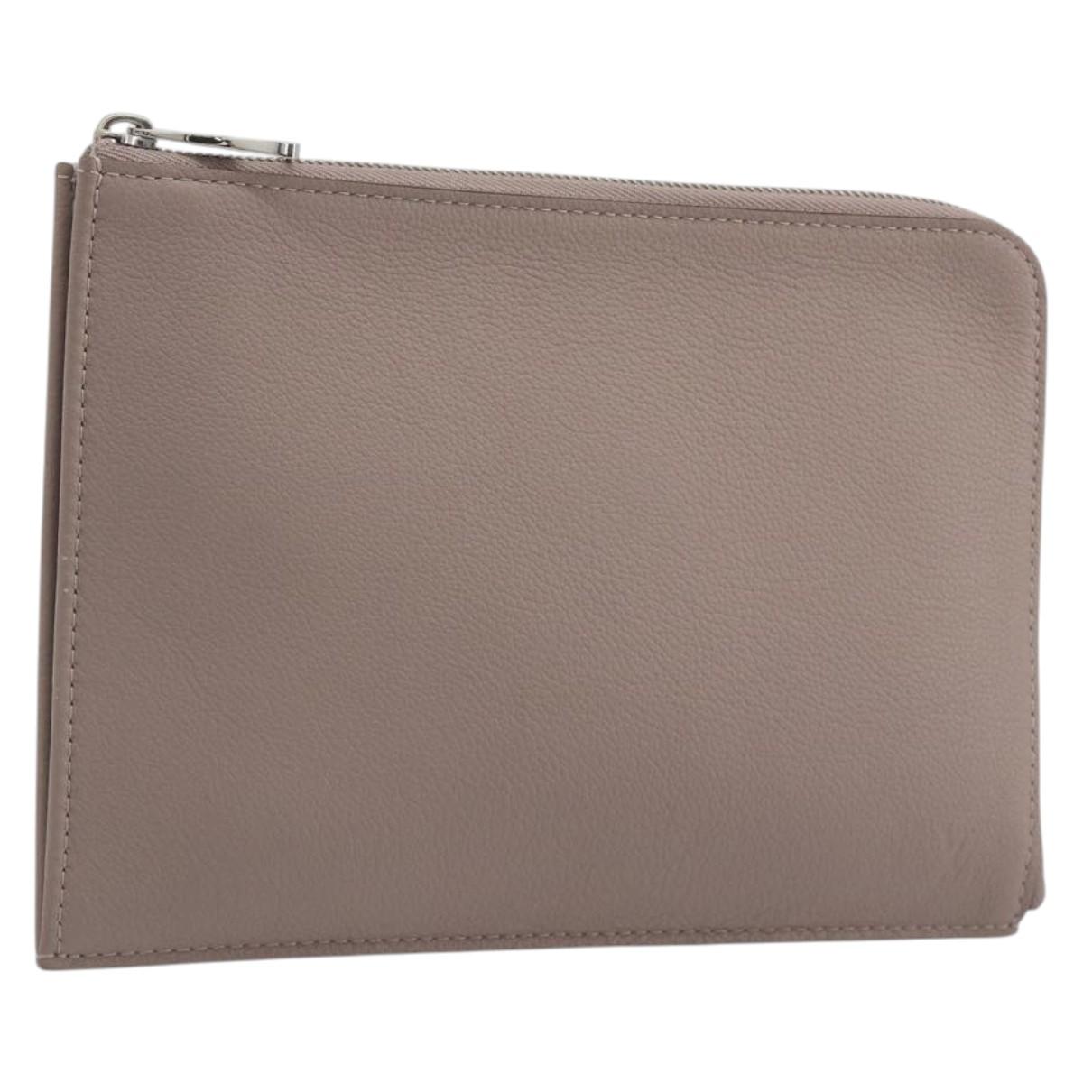 LOUIS VUITTON Pochette Jules PM Clutch Bag Leather Taupe R99760 LV Auth 191954V