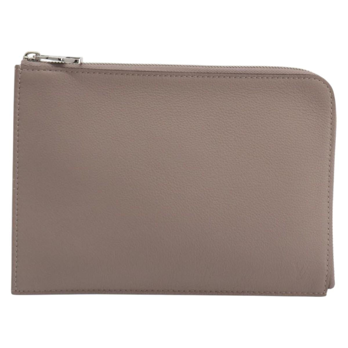 LOUIS VUITTON Pochette Jules PM Clutch Bag Leather Taupe R99760 LV Auth 191954V