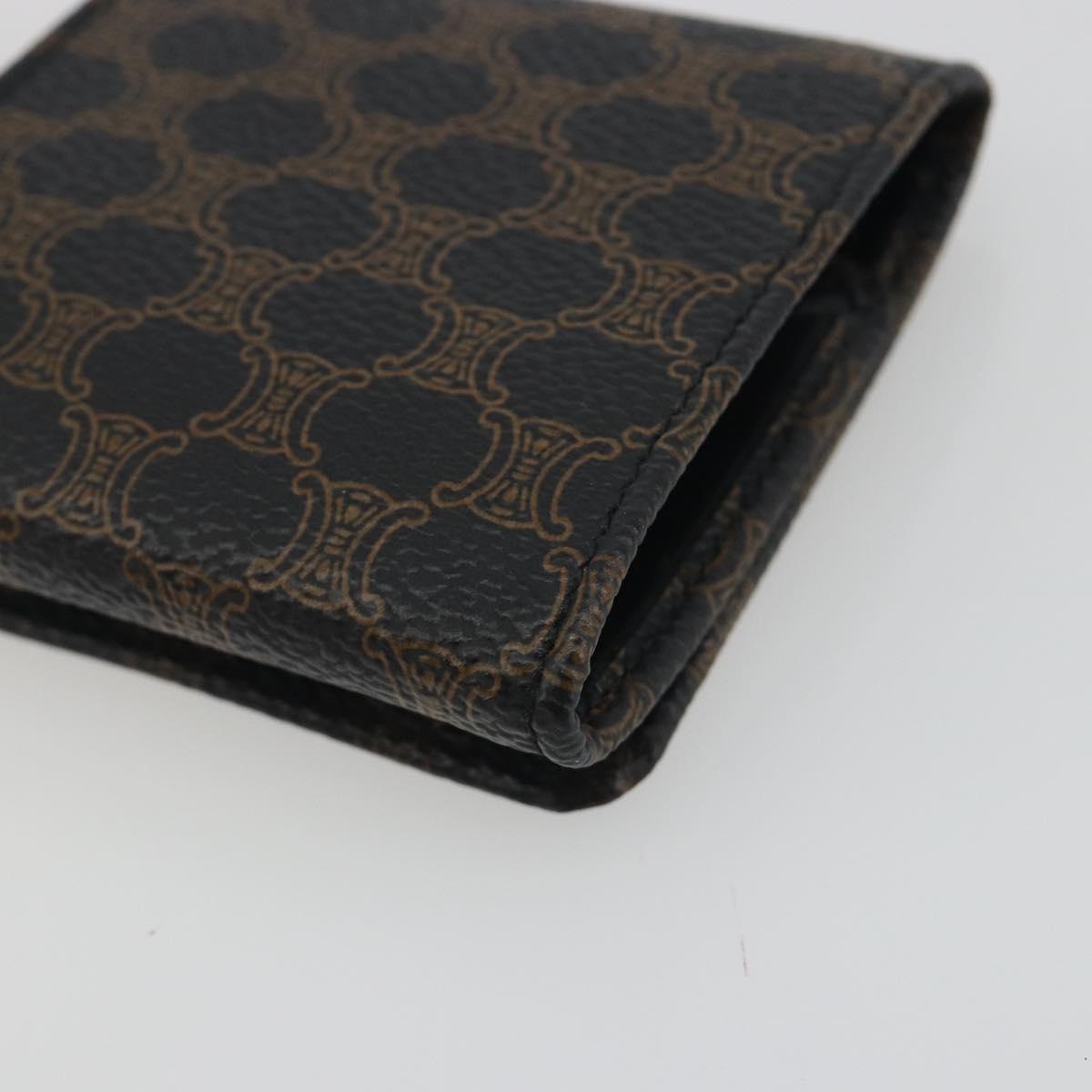 CELINE Macadam Canvas Coin Purse PVC Leather Black Gold Auth 191960V