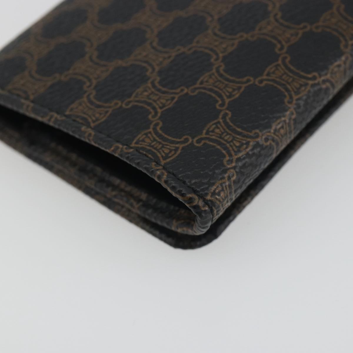 CELINE Macadam Canvas Coin Purse PVC Leather Black Gold Auth 191960V