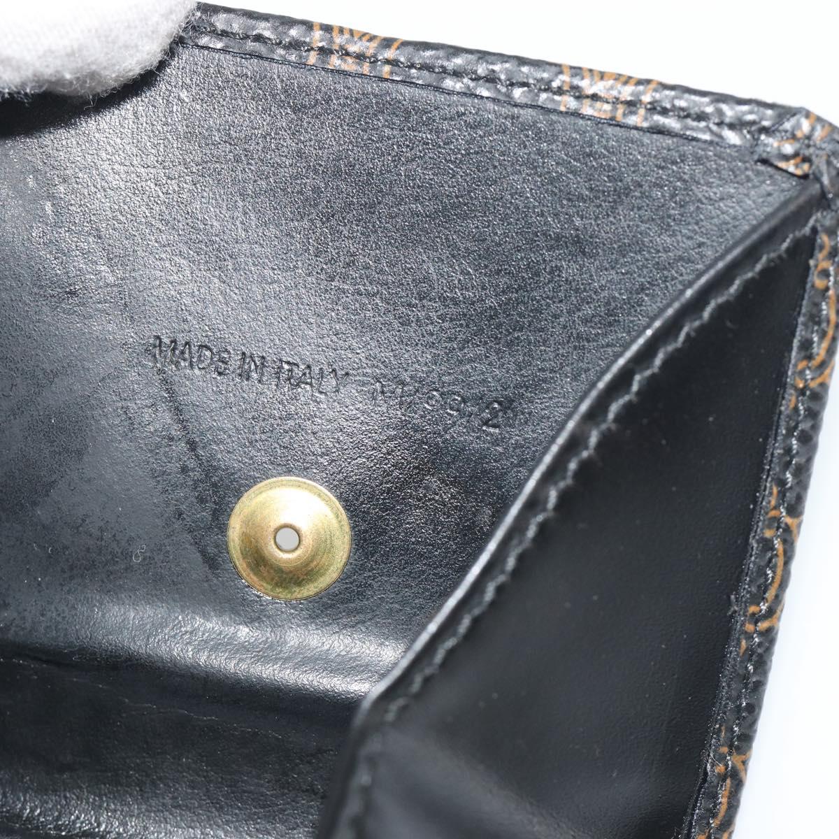 CELINE Macadam Canvas Coin Purse PVC Leather Black Gold Auth 191960V