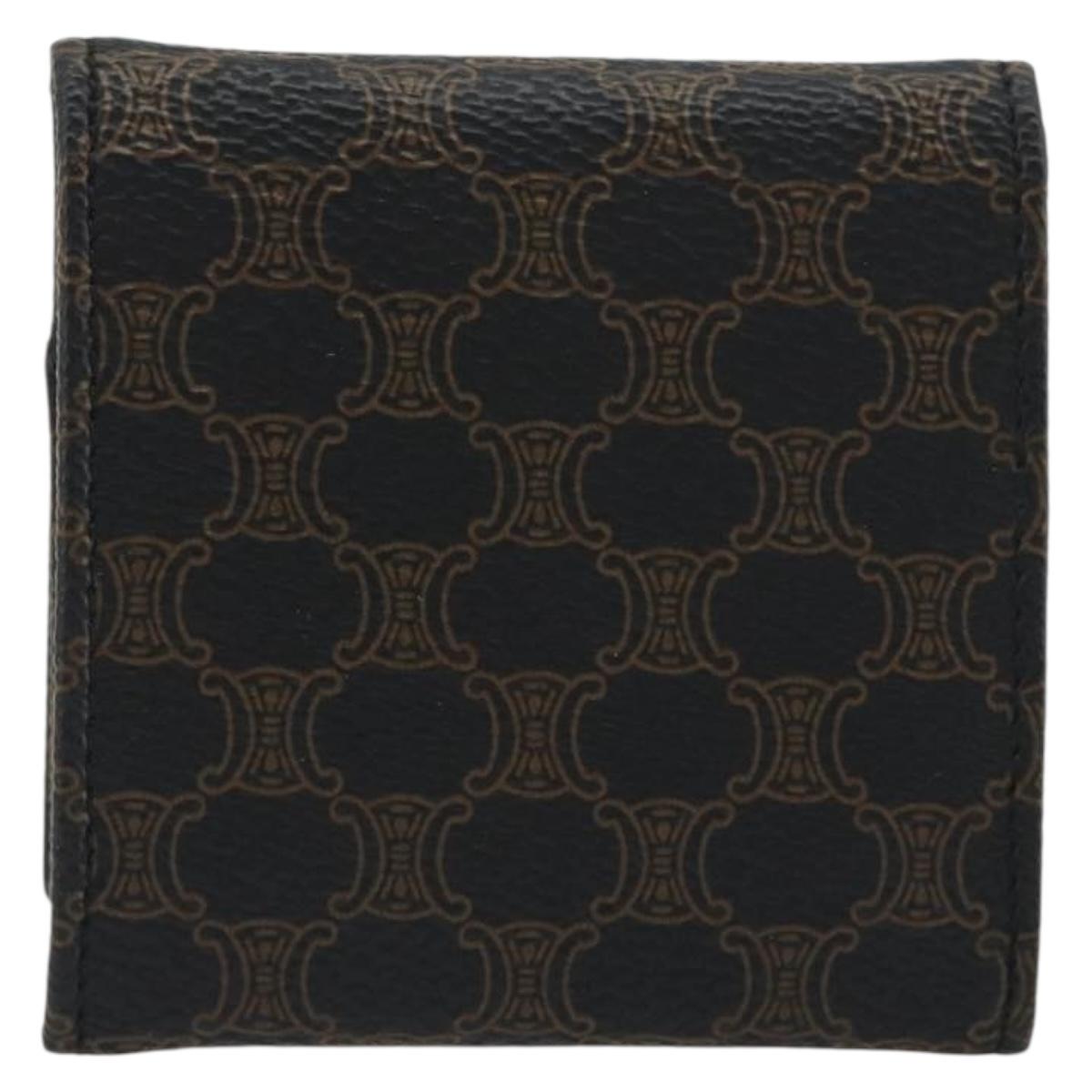 CELINE Macadam Canvas Coin Purse PVC Leather Black Gold Auth 191960V