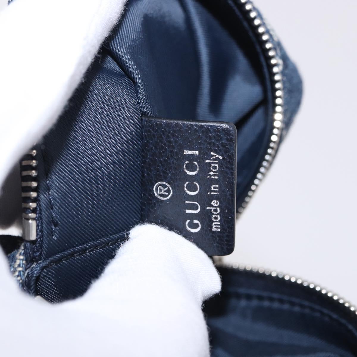 GUCCI GG Canvas Pouch Denim Blue Silver 875800 Auth 191961V