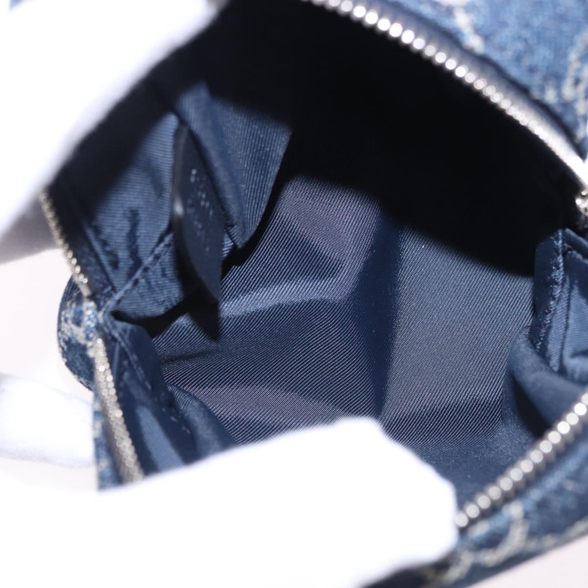 GUCCI GG Canvas Pouch Denim Blue Silver 875800 Auth 191961V