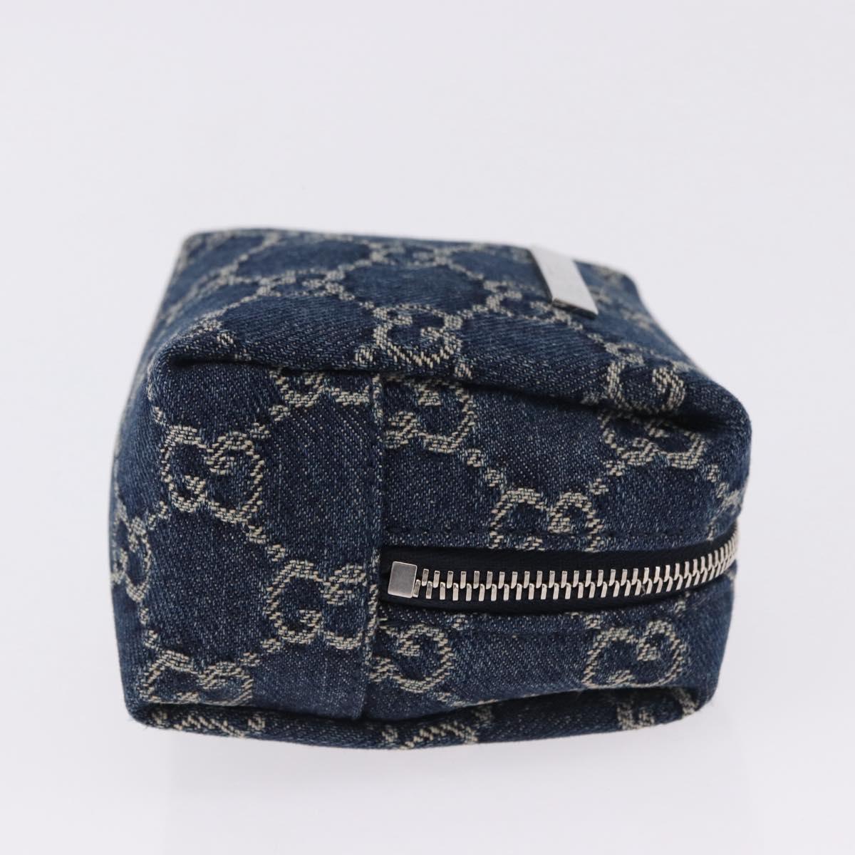 GUCCI GG Canvas Pouch Denim Blue Silver 875800 Auth 191961V