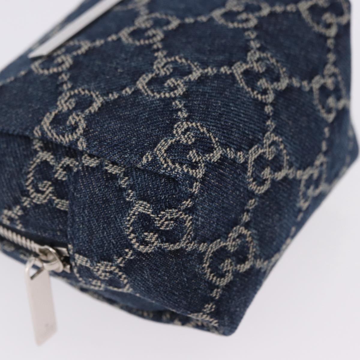 GUCCI GG Canvas Pouch Denim Blue Silver 875800 Auth 191961V