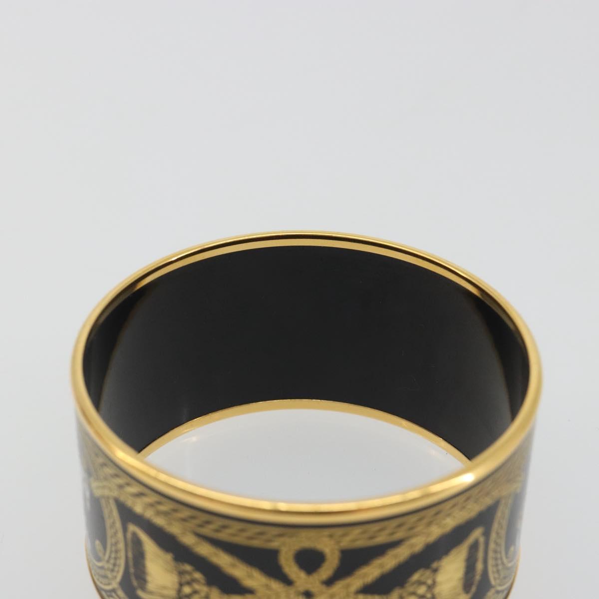 HERMES Bangle Emile TGM Bracelet metal Cloisonne Dark Brown Auth 191963V