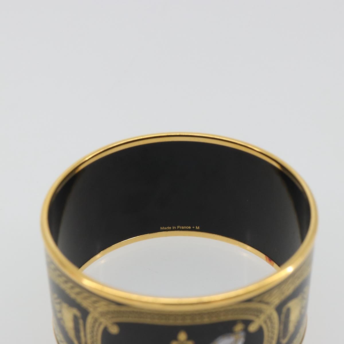HERMES Bangle Emile TGM Bracelet metal Cloisonne Dark Brown Auth 191963V
