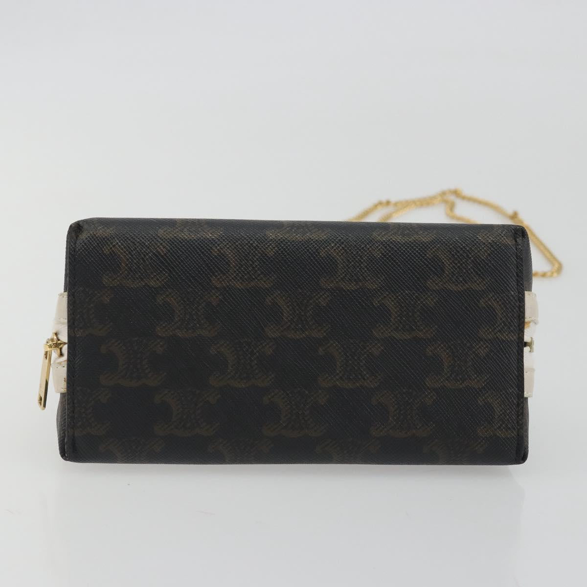 CELINE Triomphe Chain Shoulder Bag PVC Black Gold Auth 191964A