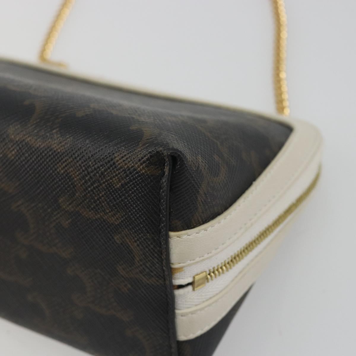 CELINE Triomphe Chain Shoulder Bag PVC Black Gold Auth 191964A