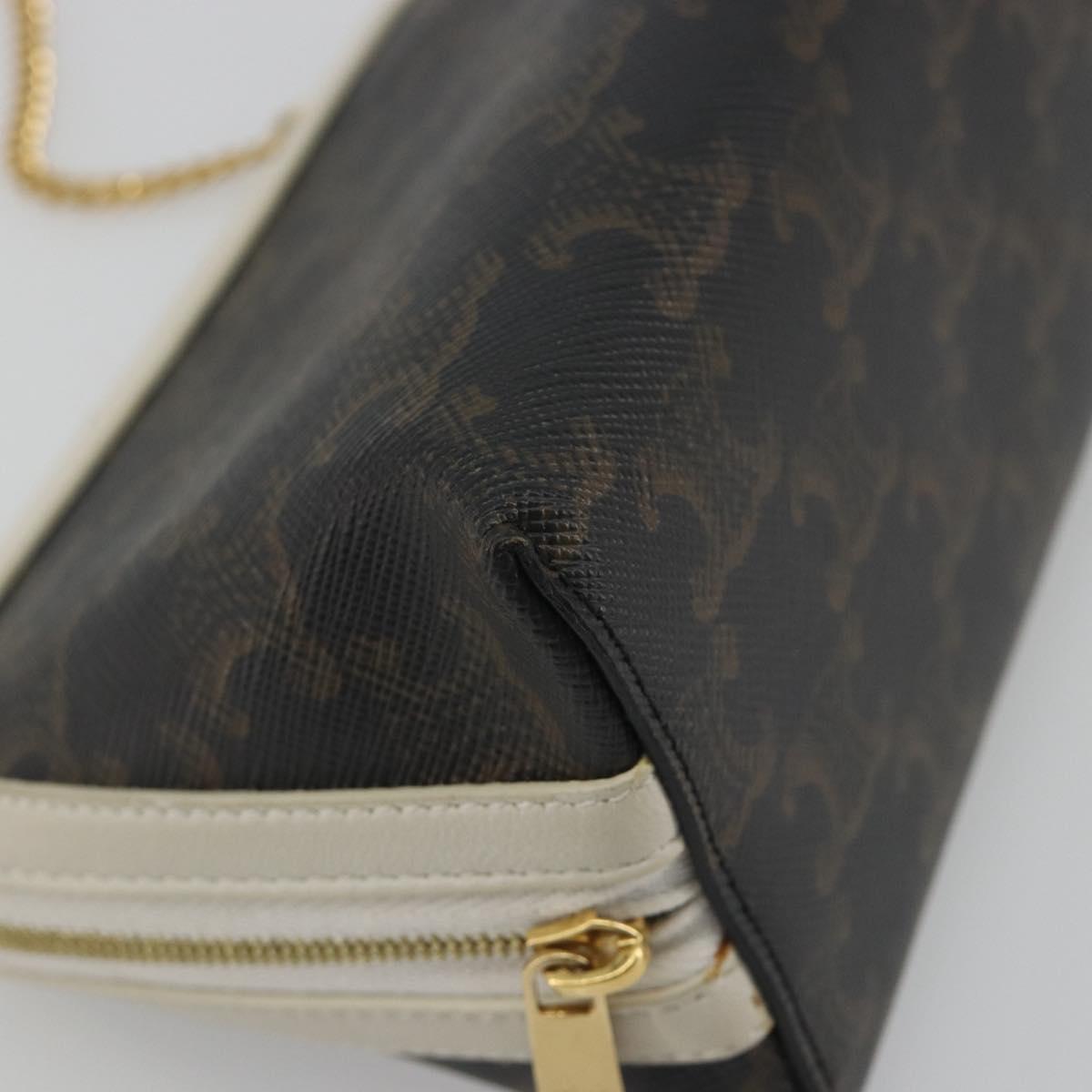 CELINE Triomphe Chain Shoulder Bag PVC Black Gold Auth 191964A