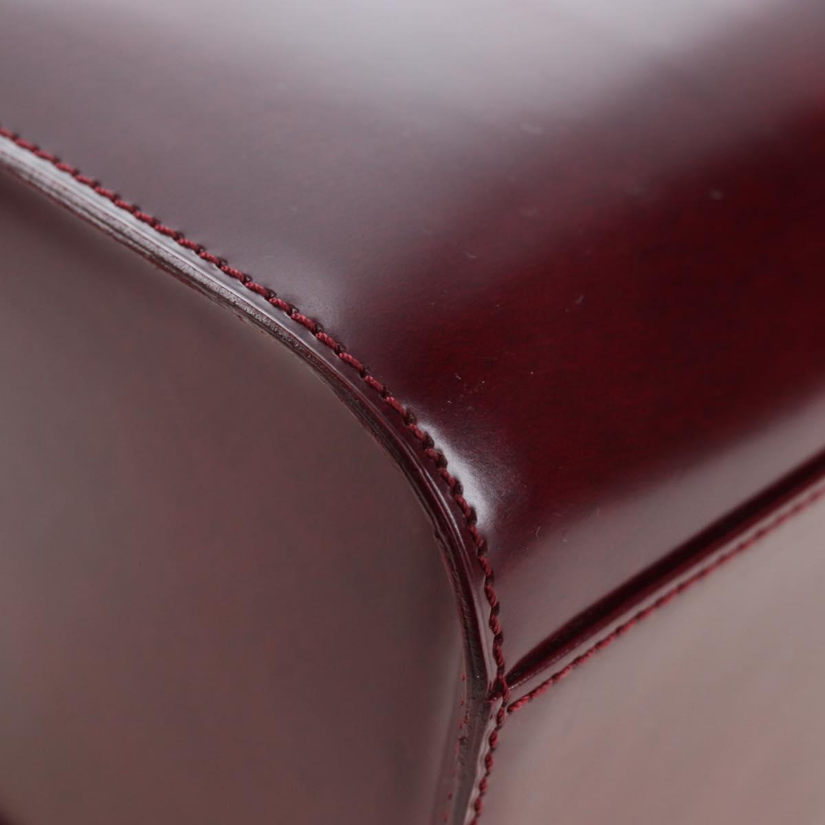 CARTIER PANTHERE Hand Bag Leather Bordeaux Silver Auth 191965V