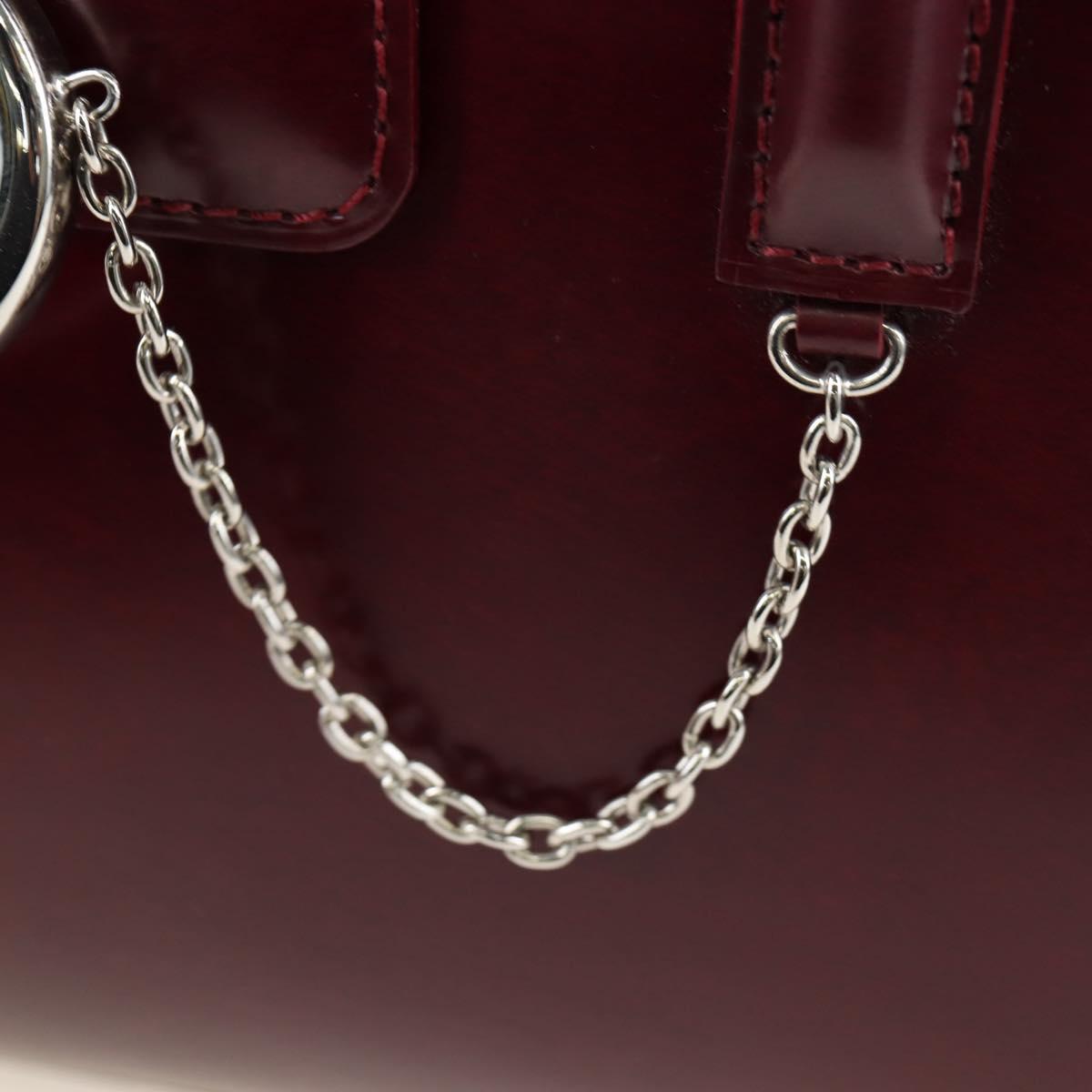 CARTIER PANTHERE Hand Bag Leather Bordeaux Silver Auth 191965V
