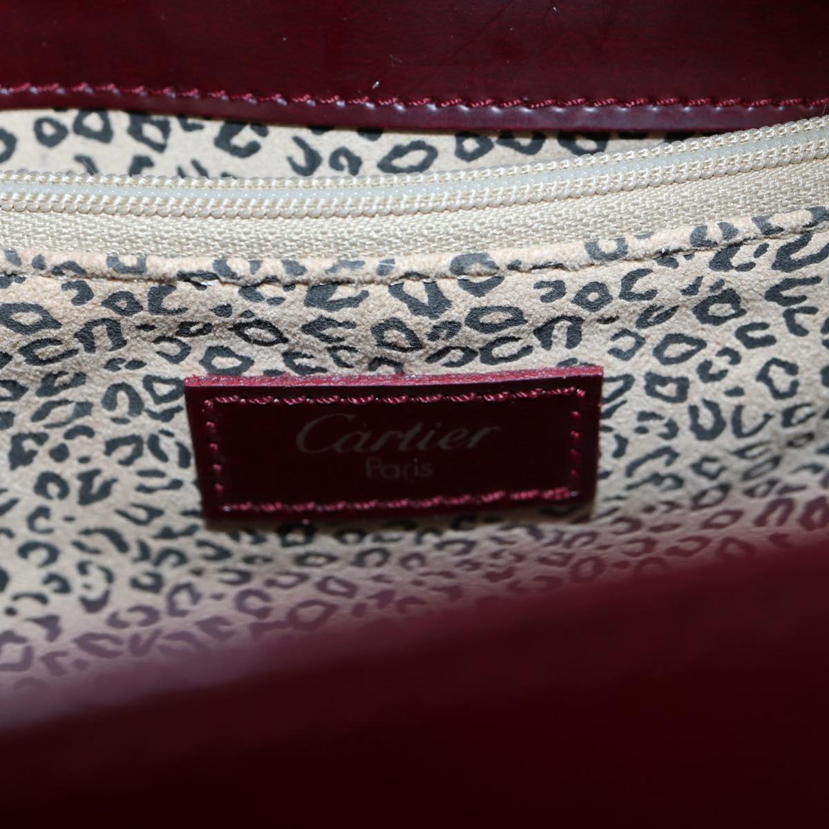 CARTIER PANTHERE Hand Bag Leather Bordeaux Silver Auth 191965V