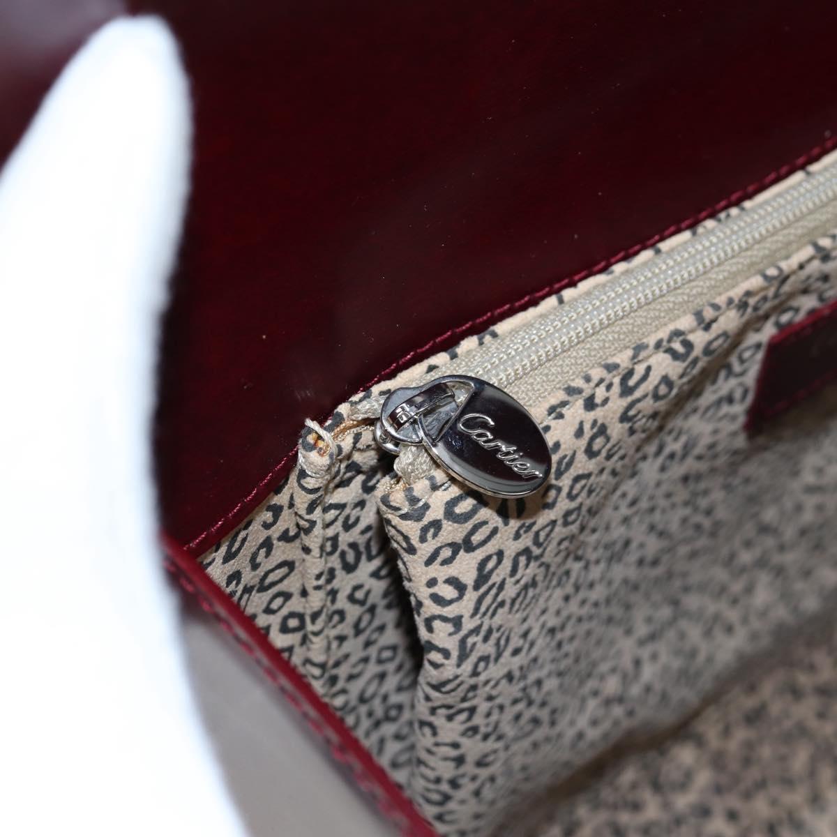 CARTIER PANTHERE Hand Bag Leather Bordeaux Silver Auth 191965V