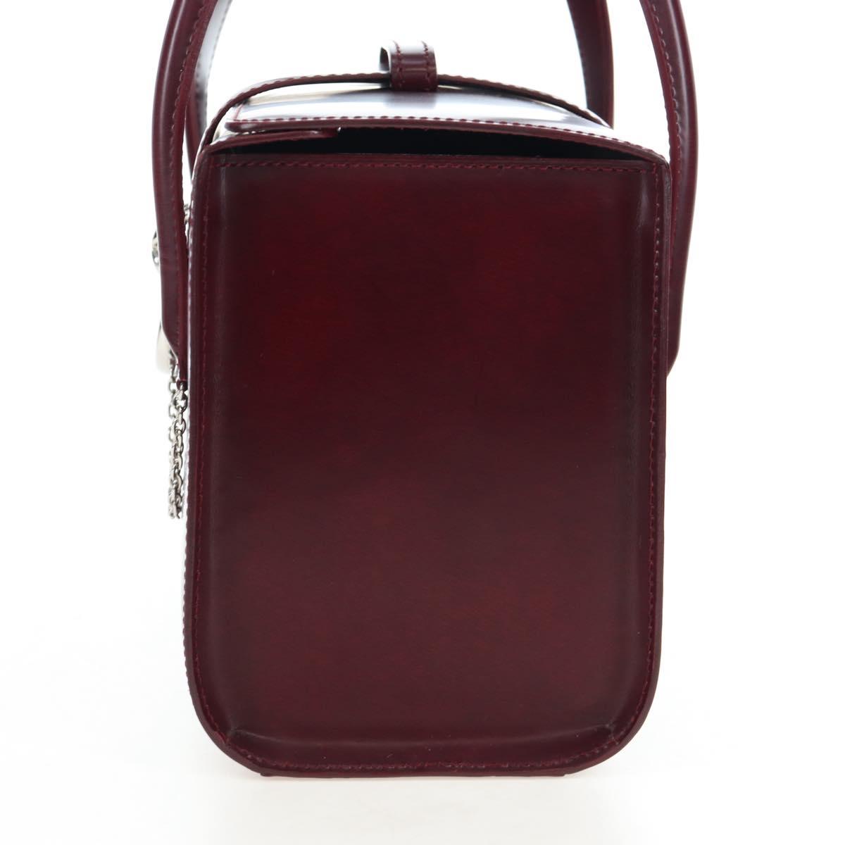 CARTIER PANTHERE Hand Bag Leather Bordeaux Silver Auth 191965V