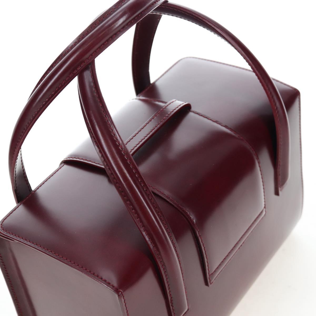 CARTIER PANTHERE Hand Bag Leather Bordeaux Silver Auth 191965V