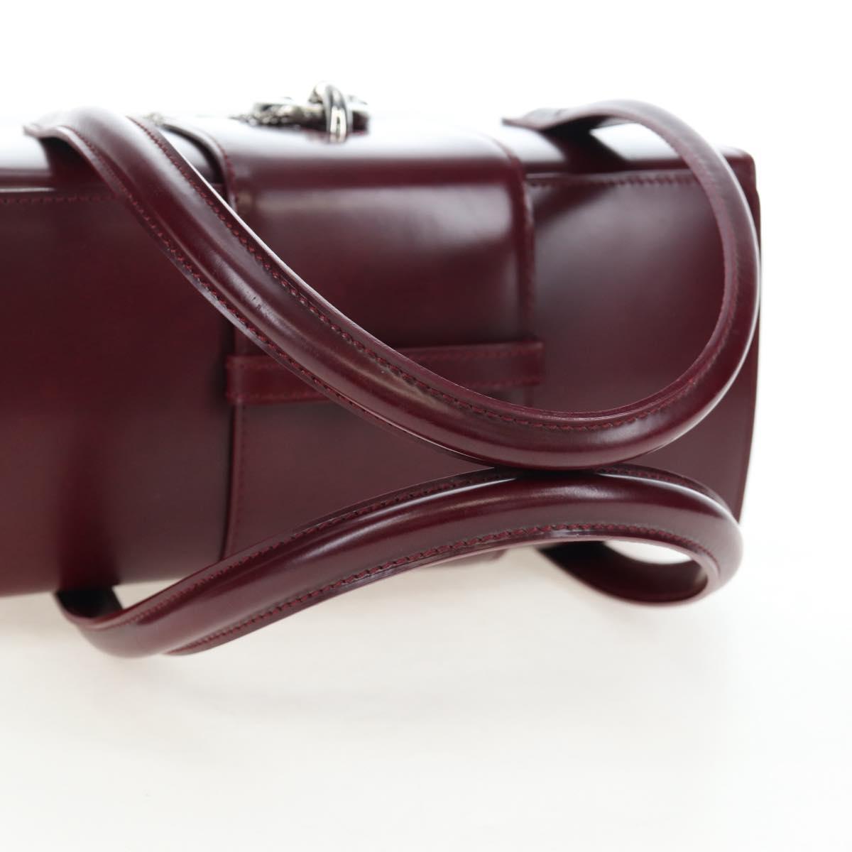 CARTIER PANTHERE Hand Bag Leather Bordeaux Silver Auth 191965V
