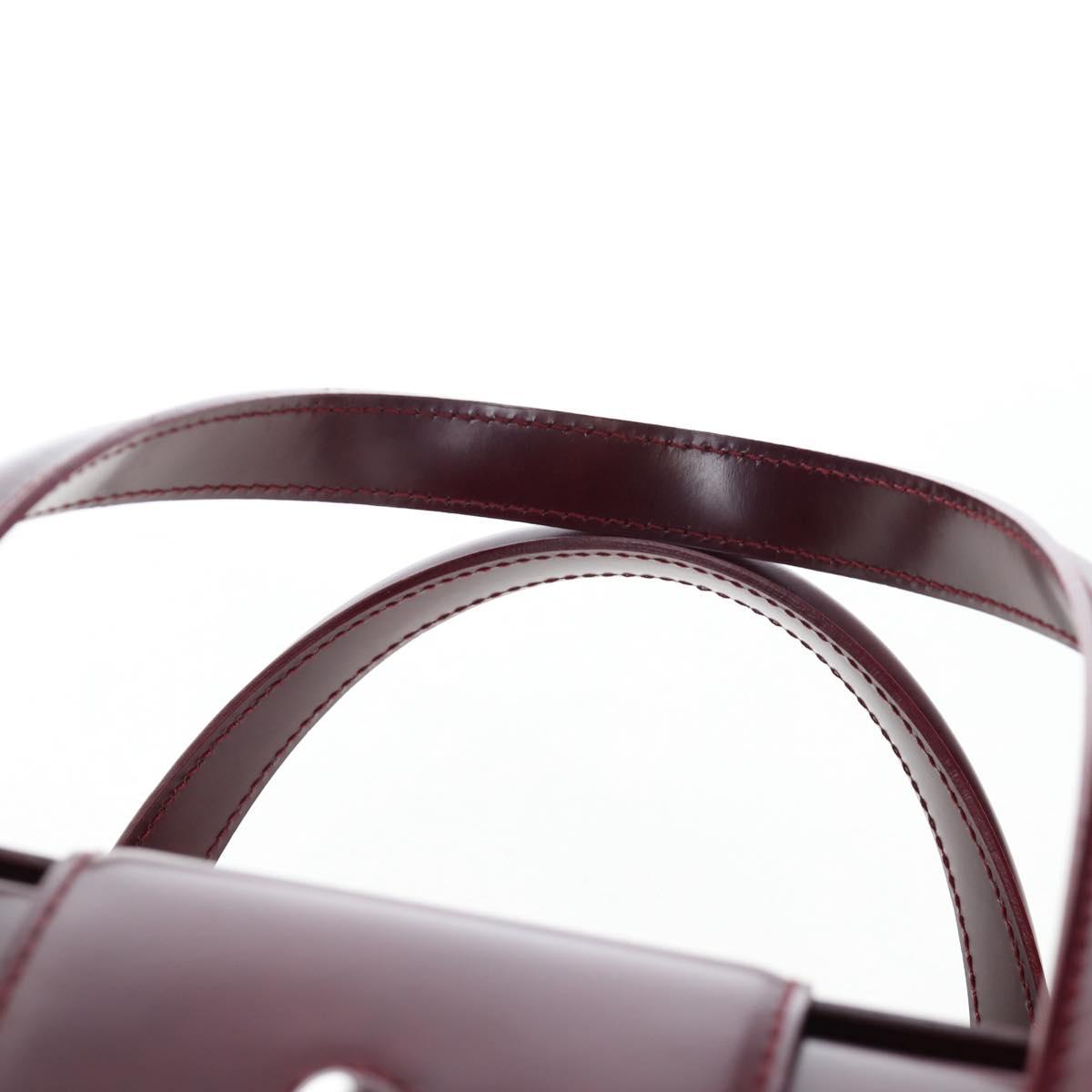 CARTIER PANTHERE Hand Bag Leather Bordeaux Silver Auth 191965V