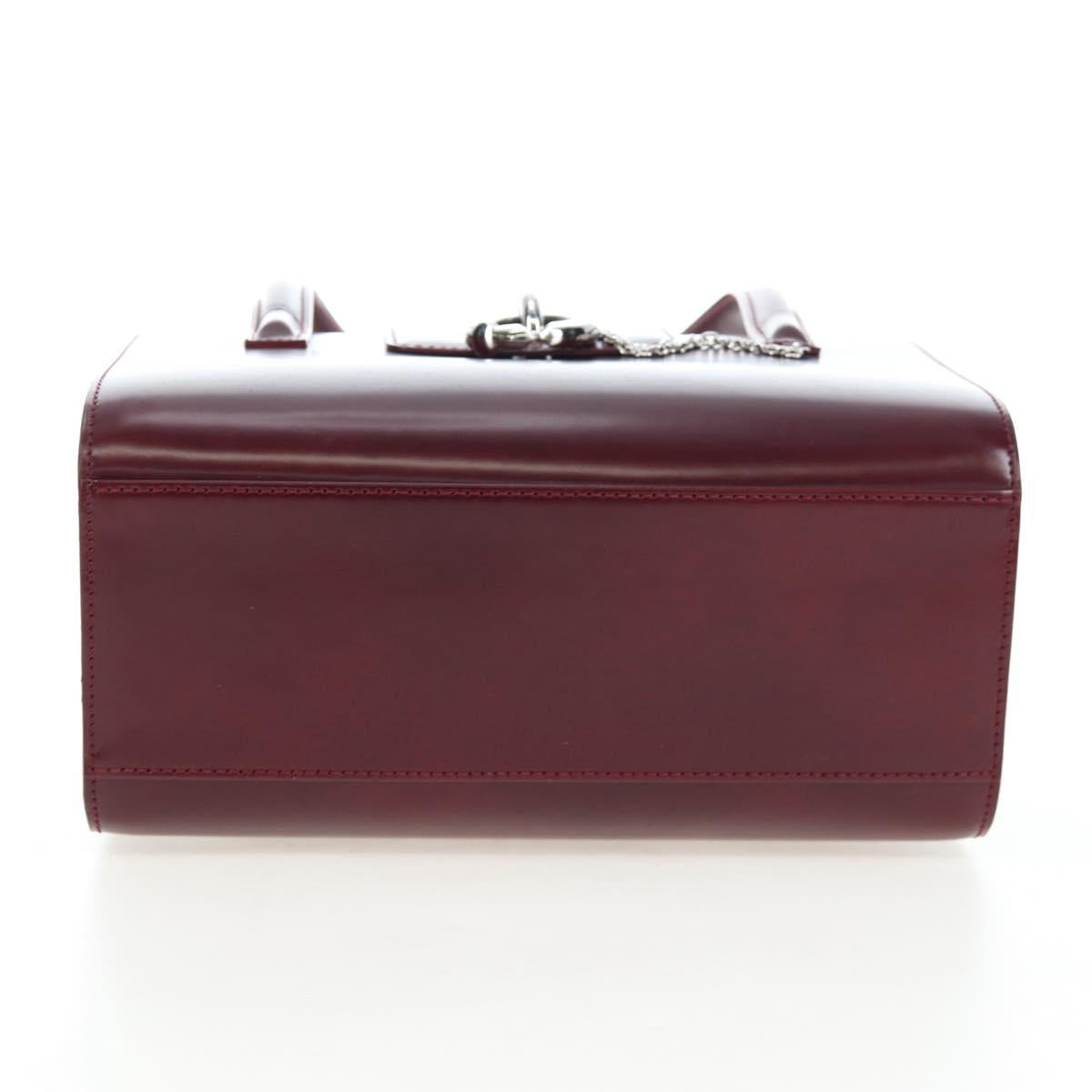 CARTIER PANTHERE Hand Bag Leather Bordeaux Silver Auth 191965V
