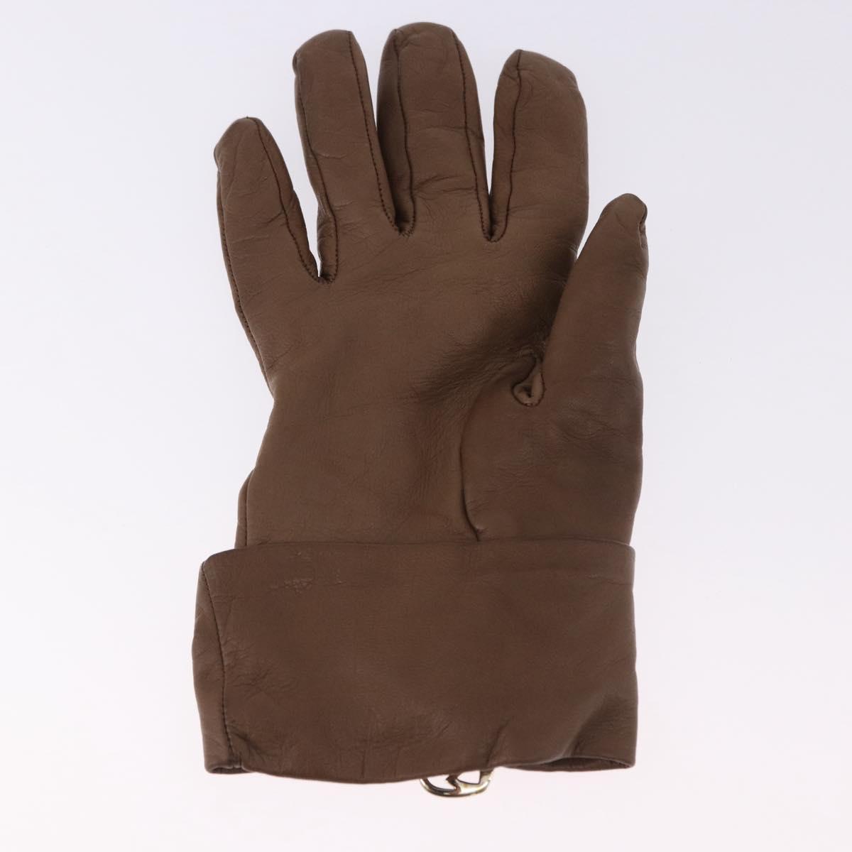 GUCCI Gloves Leather Brown Auth 191970V