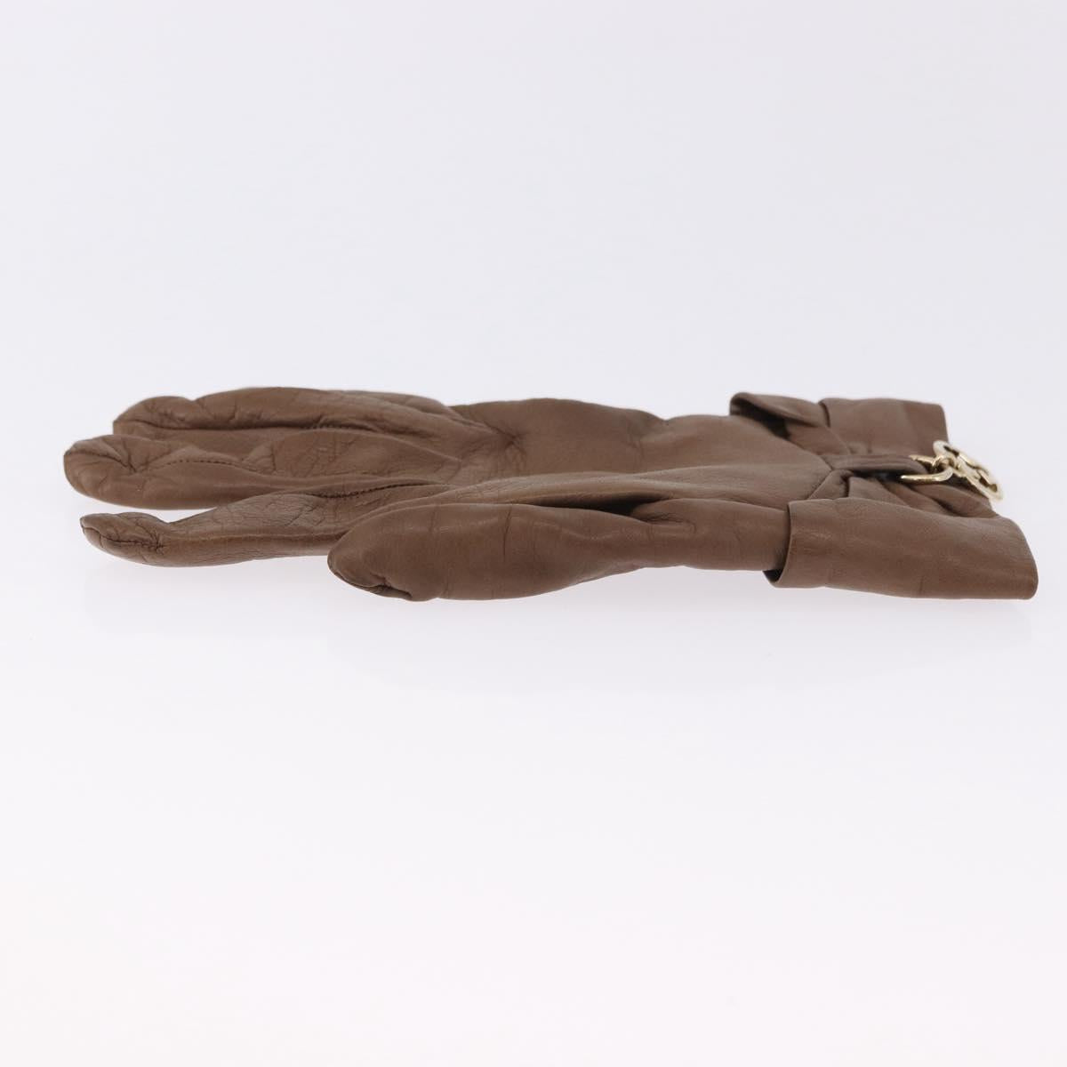 GUCCI Gloves Leather Brown Auth 191970V